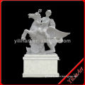 White Marble Knight Sculpture With A Horse (YL-D017)